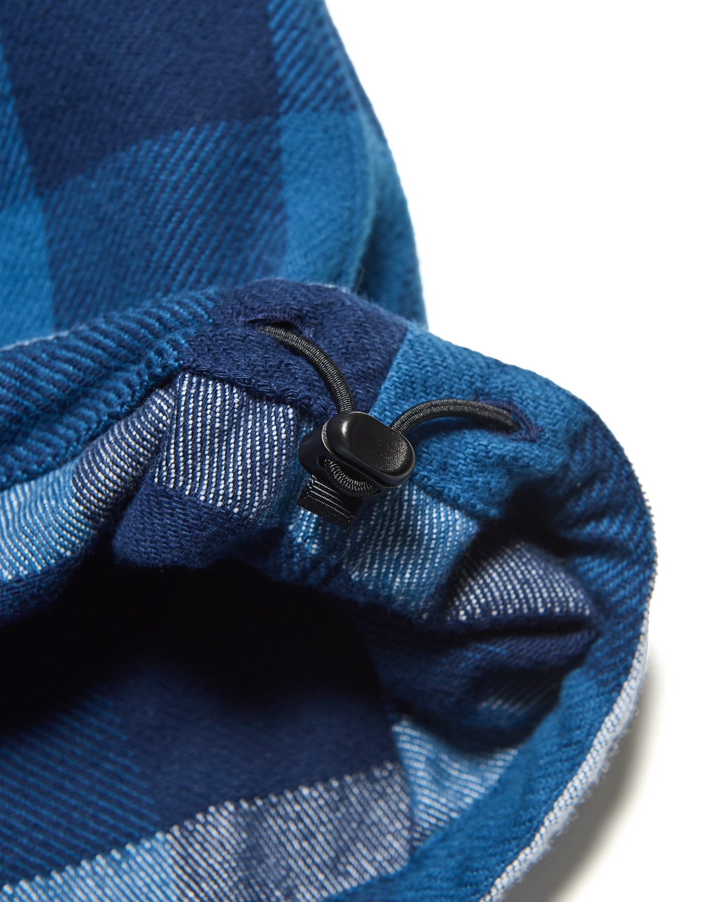 uniform experiment / LINE FLANNEL CHECK DRAWCORD SHIRT (BLUE)ドローコード